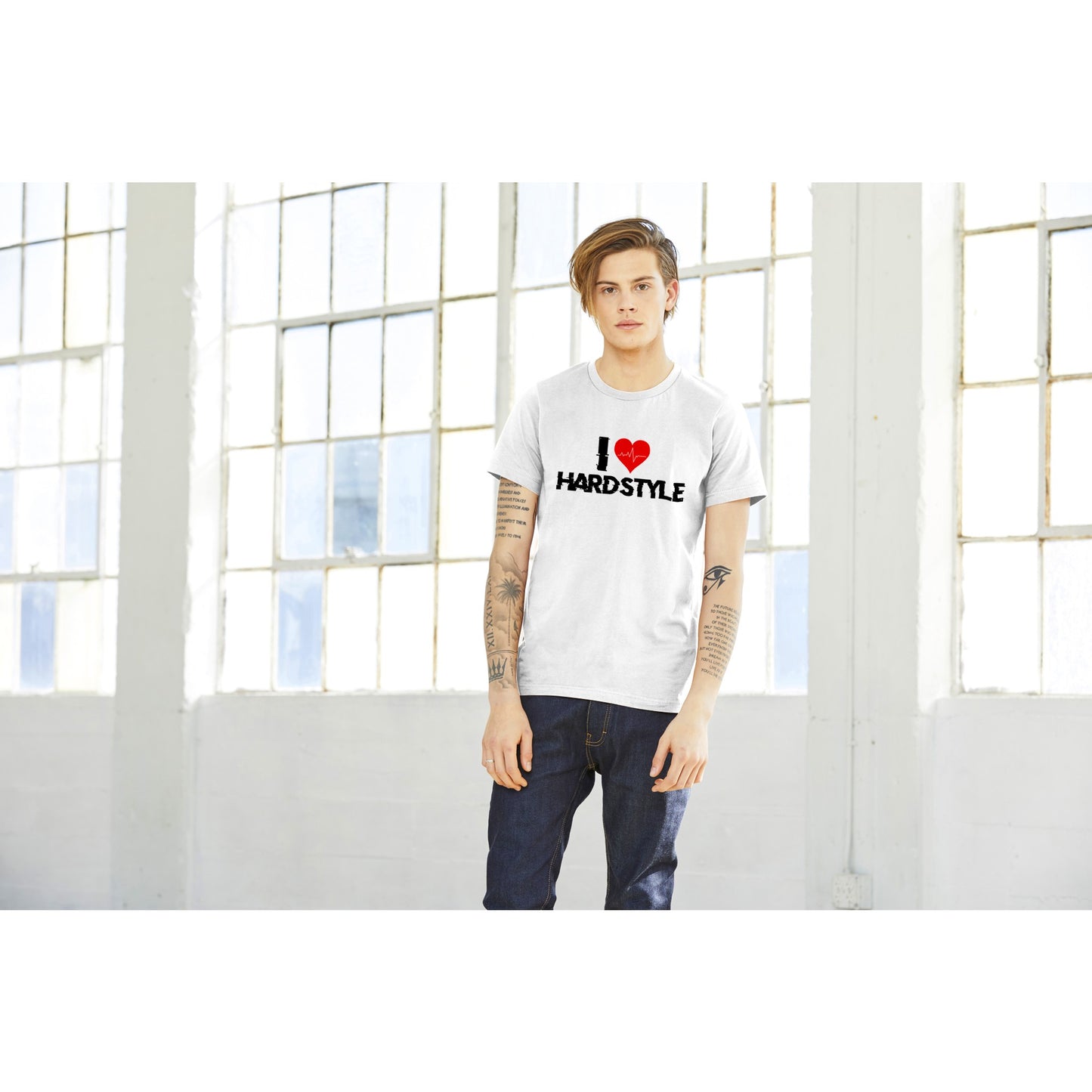 I love Hardstyle -Premium Männer / Unisex T-Shirt mit Rundhalsausschnitt